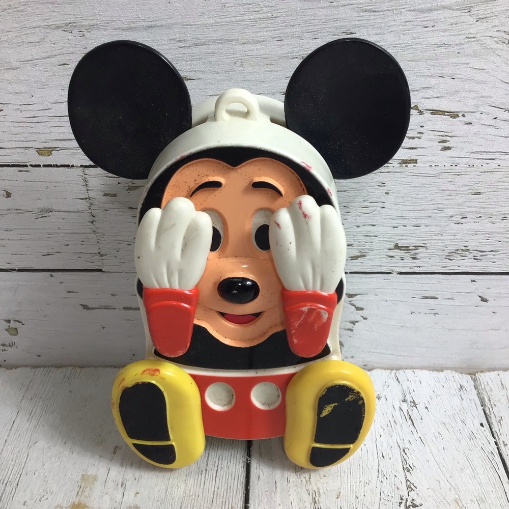 Vintage Peek A Boo Wind Up Mickey Mouse Made by ILLCO Walt Disney Productions